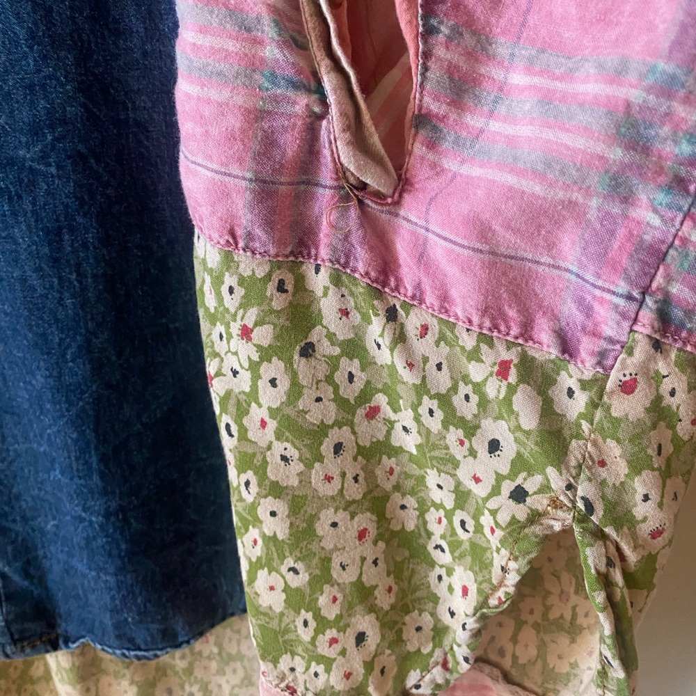 Young Threads Denim Patchwork Tunic Top with Pink… - image 8